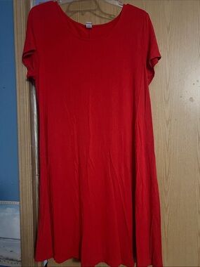 Old Navy Red Short Sleeve Scoop Neck Dress